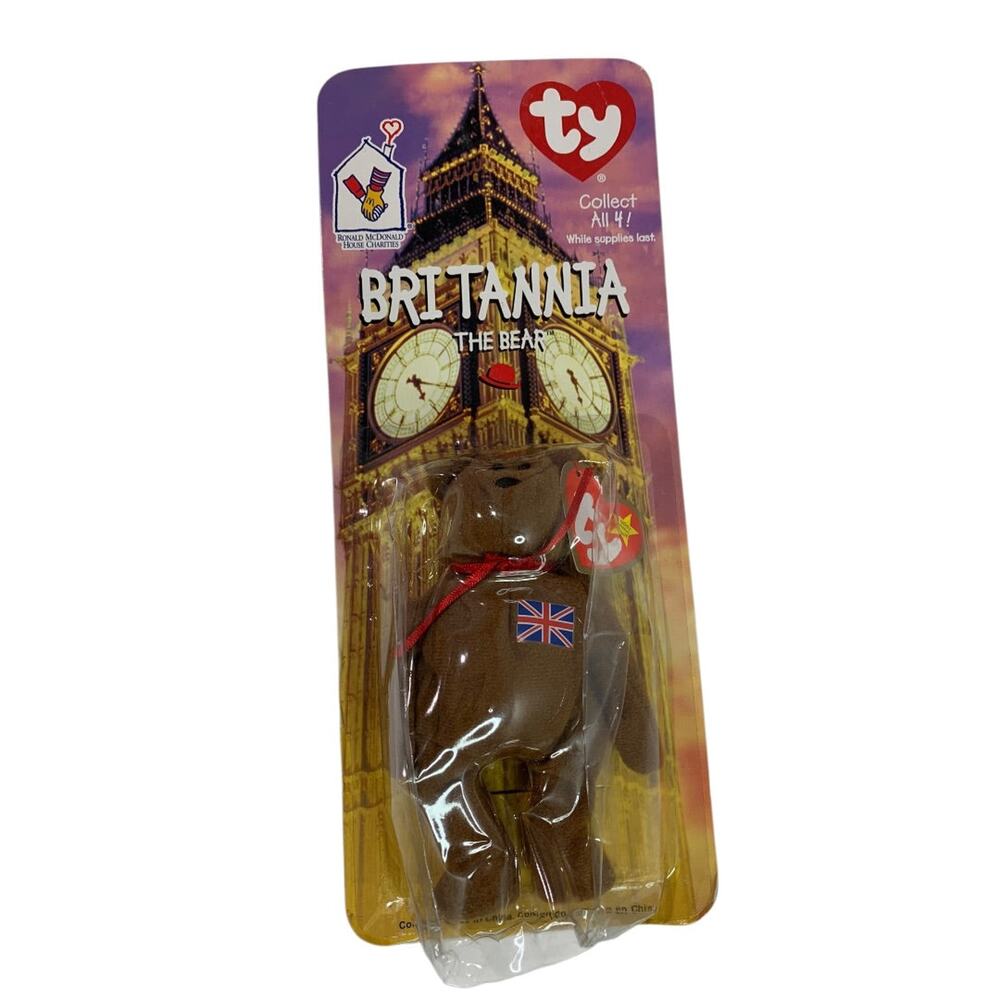 1999 McDonalds Brittania The Bear Ty Beanie 5.5" with Package